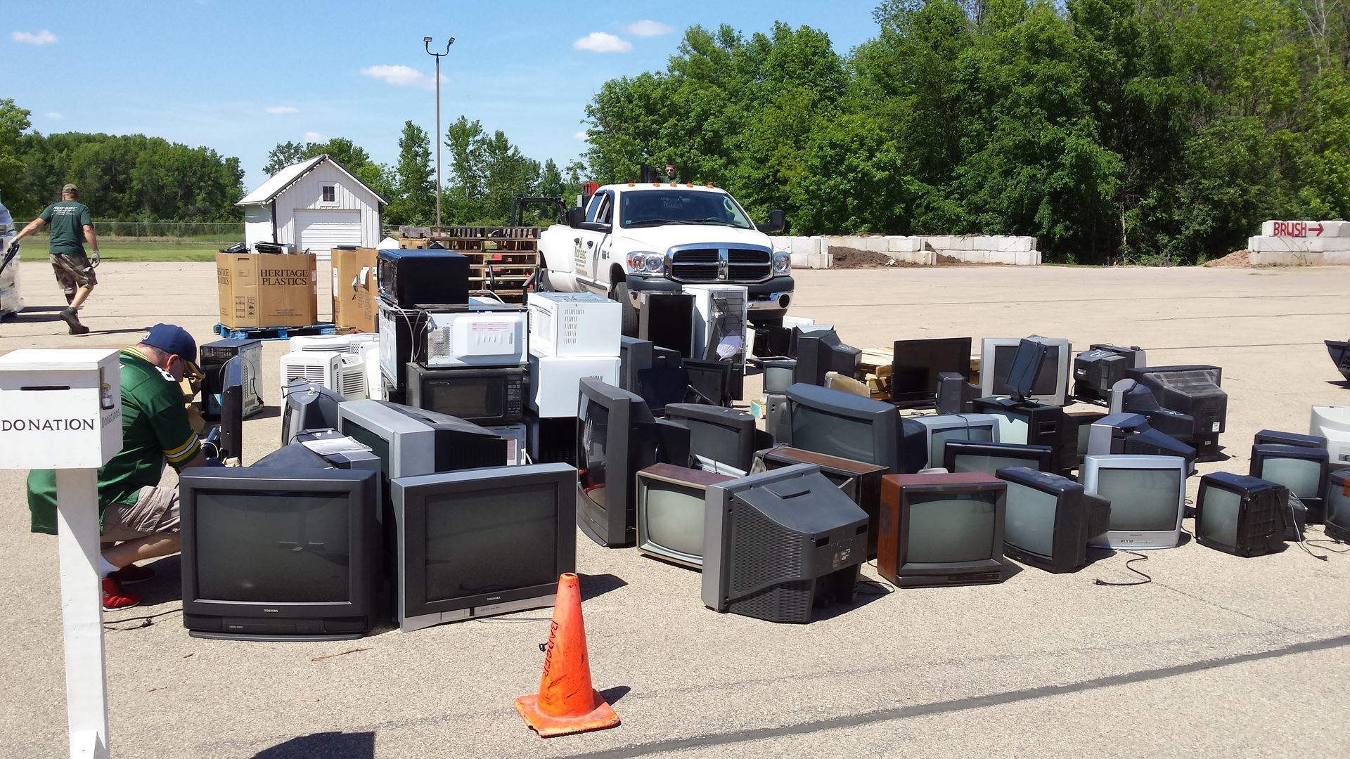 Pile of TVs at Electronic Drop Off